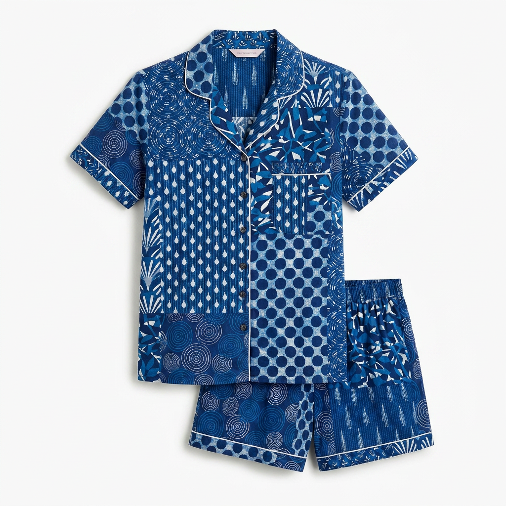 Blue Jaipuri Block Print Short PJ sets