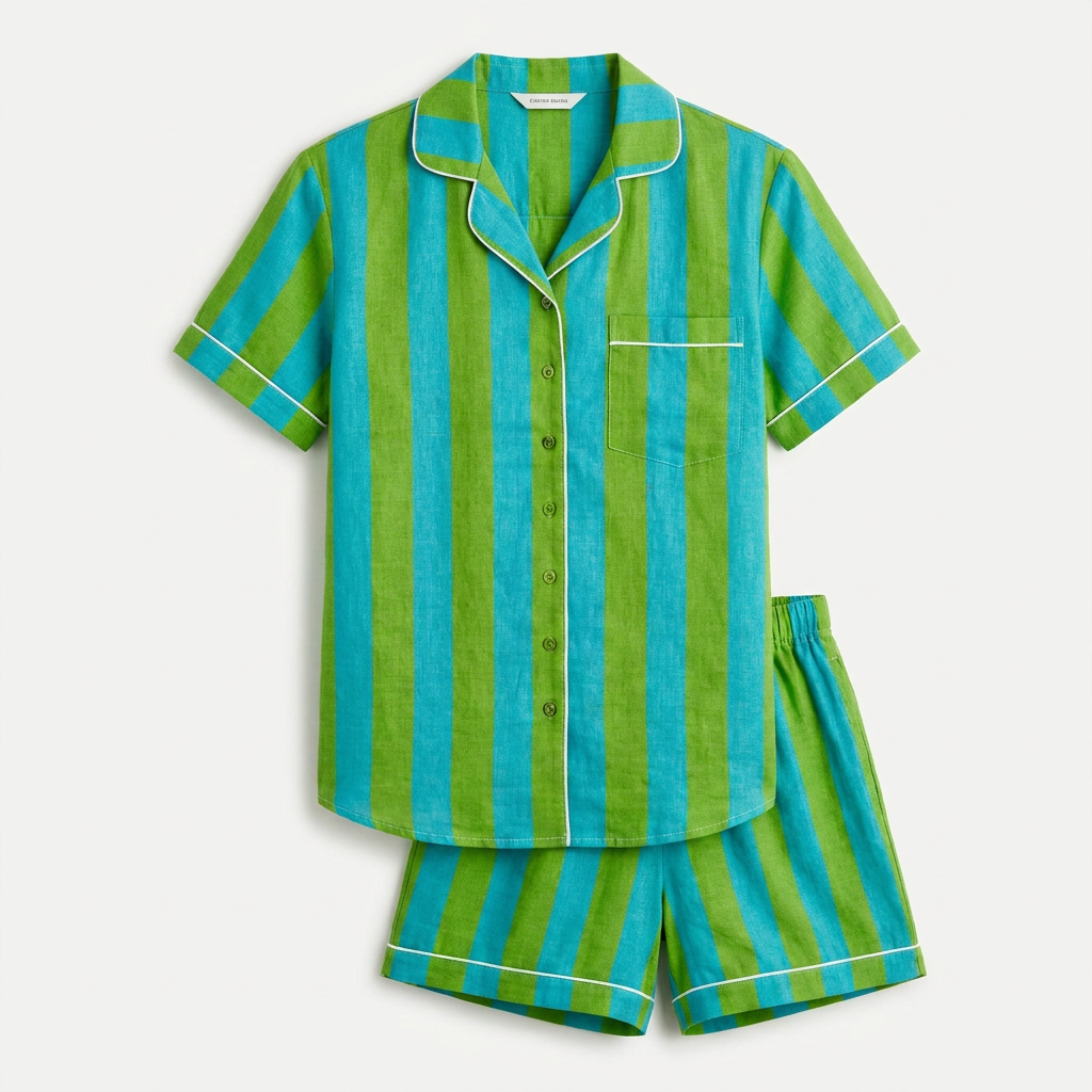 Orange stripe short pj set