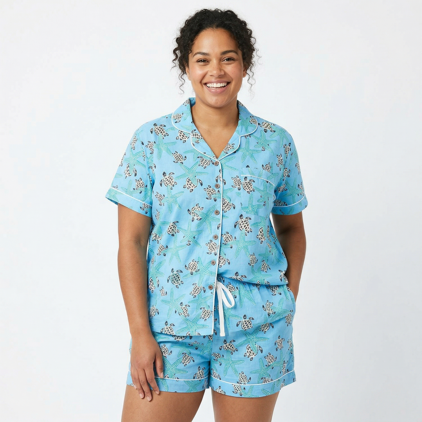 Sky Blue Turtle Short PJ set