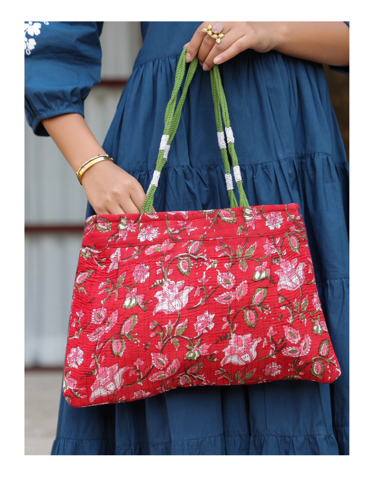 Red Vine Cotton Shoulder Bag