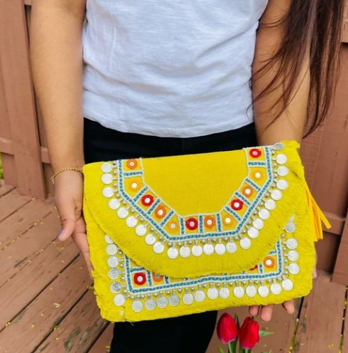Mustard Yellow Handmade Bohemian Sling Style Bag