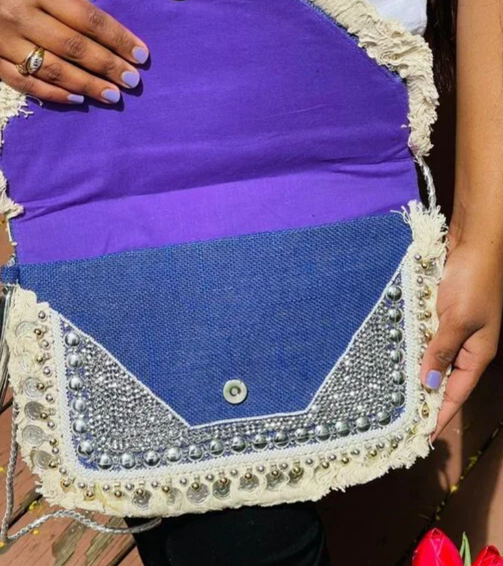 Purple Handmade Bohemian Sling Style Bag