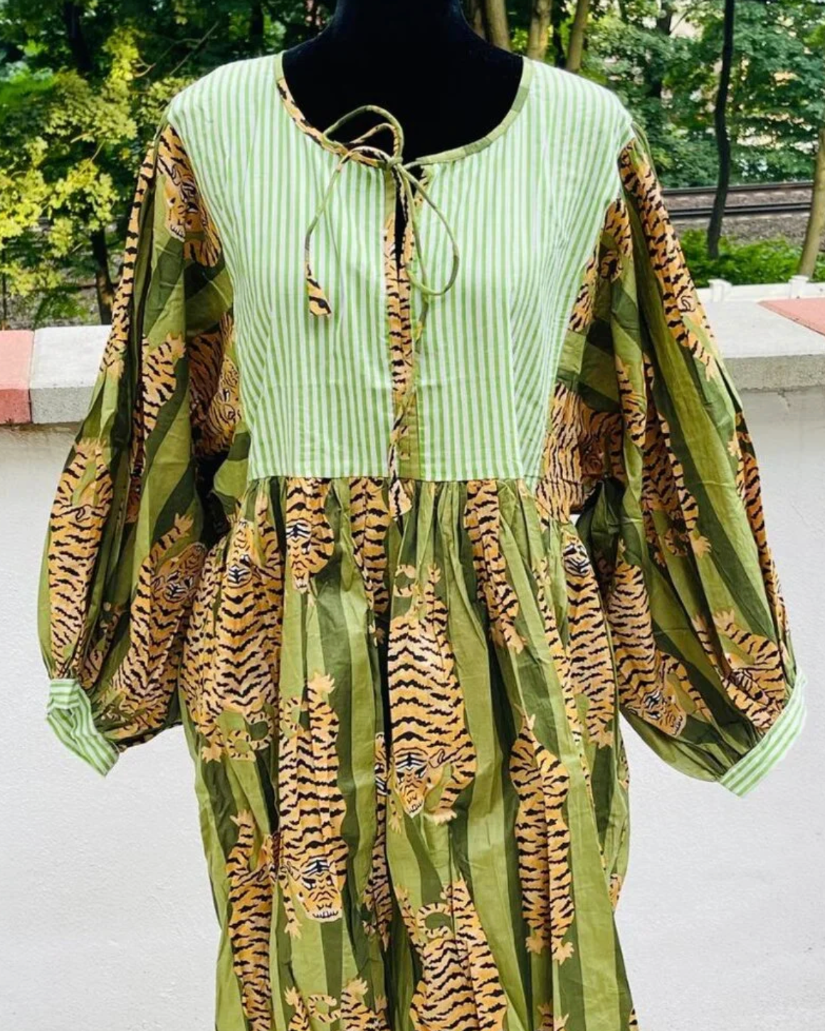 Green Tiger Printed Mini dress
