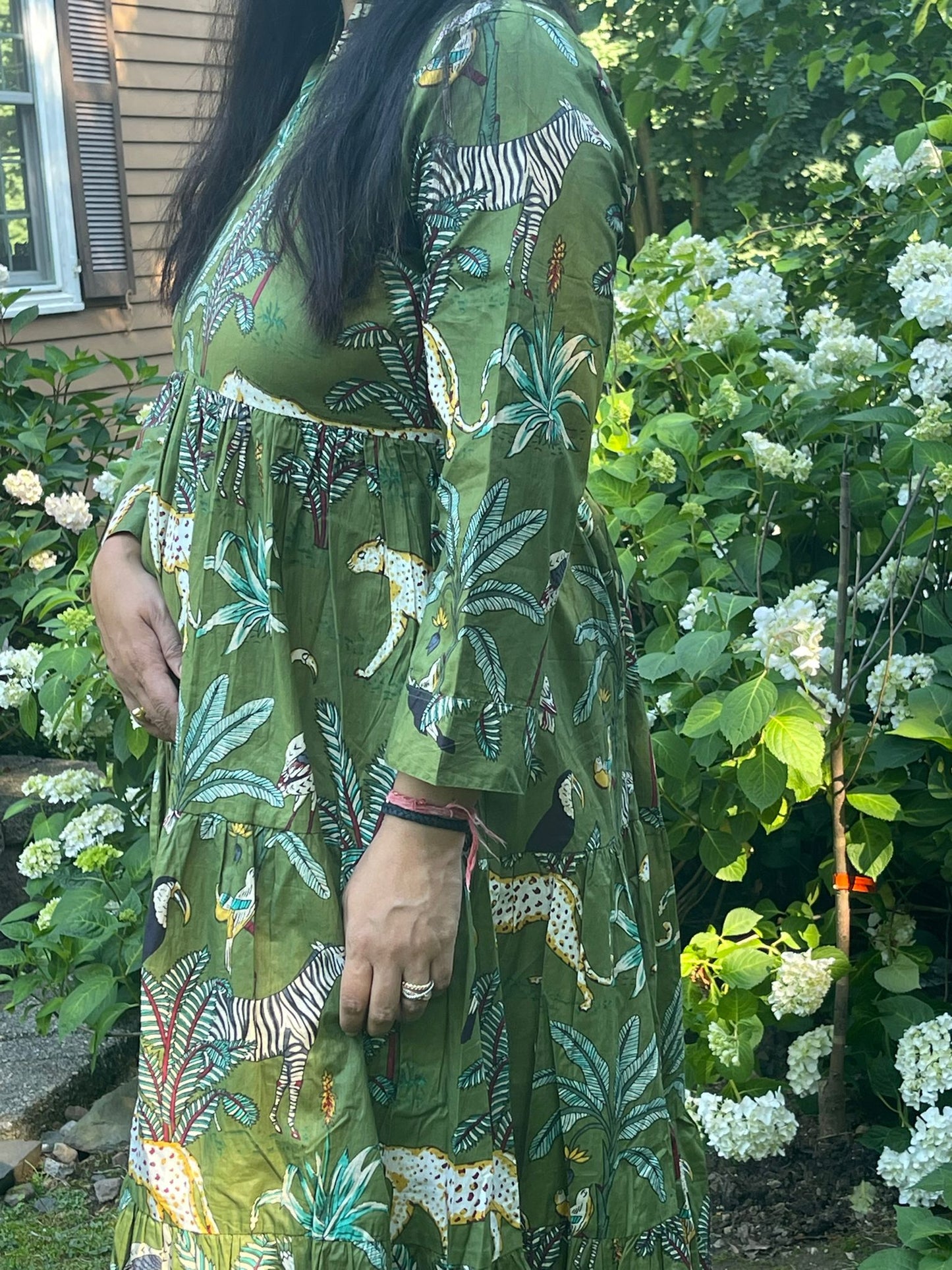Green Jungle Printed Midi Dress