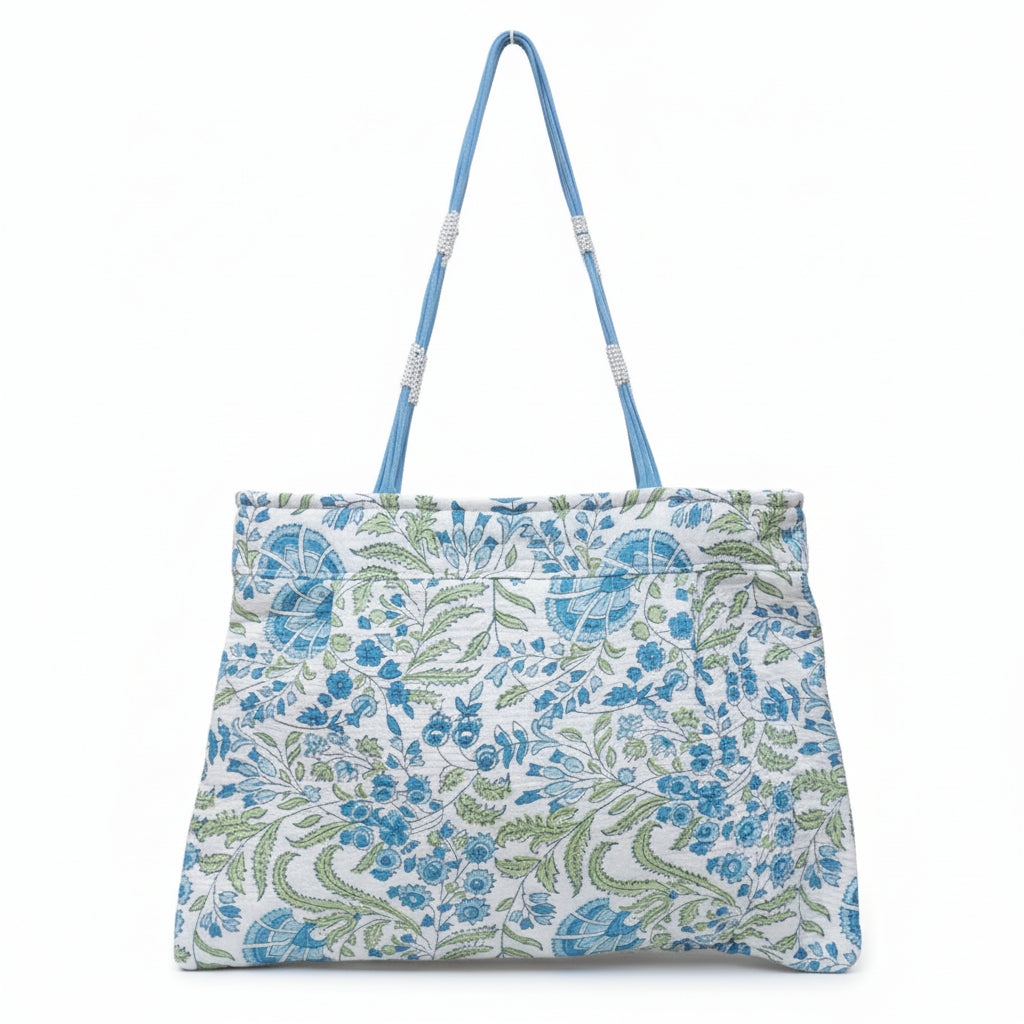 Blue Garden Cotton Shoulder Bag