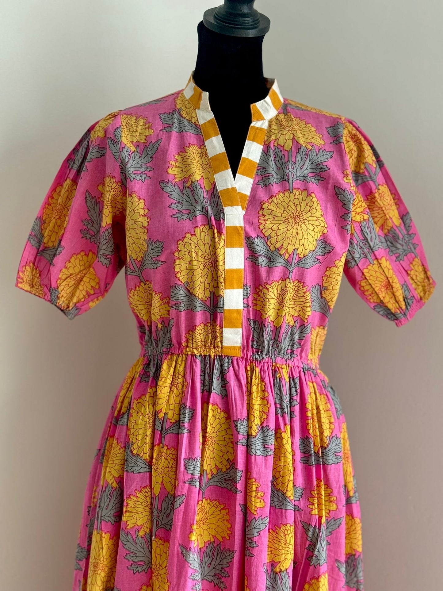 Soft Floral Pink Printed Dress in 100% Cotton