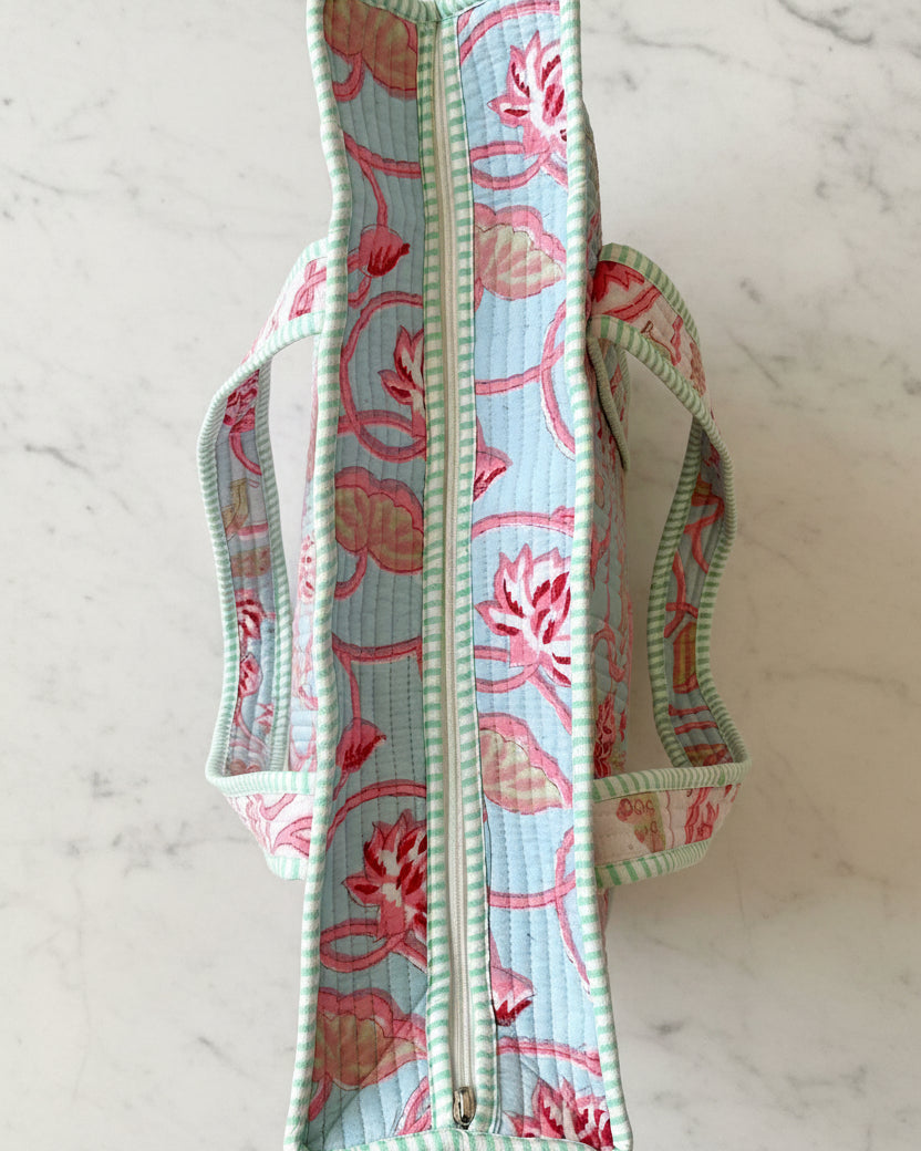 Block Printed Quilted Cotton Tote Bag