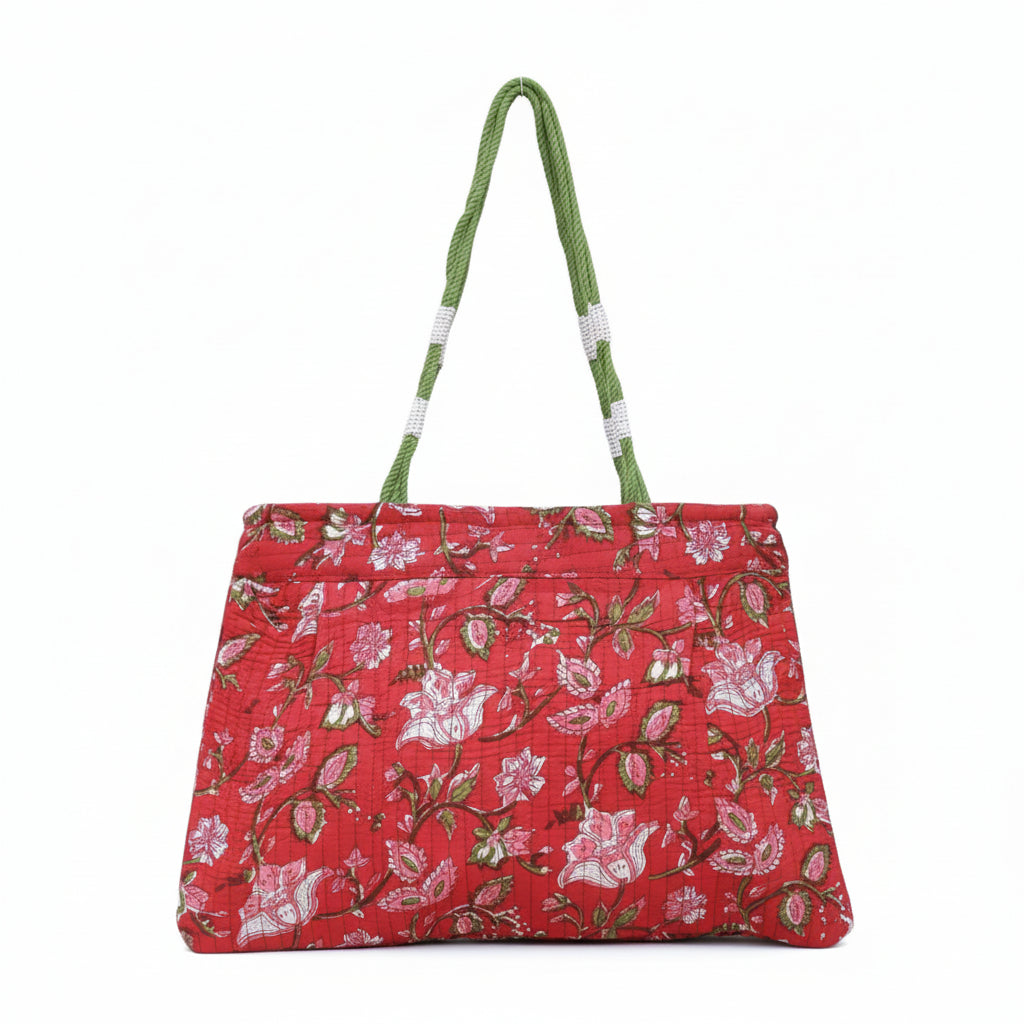 Red Vine Cotton Shoulder Bag