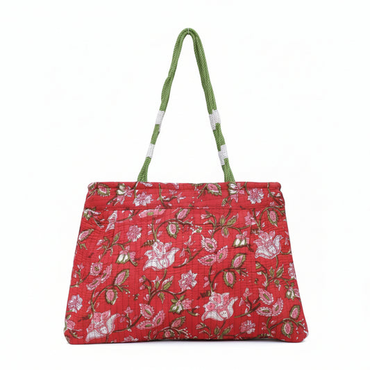 Red Vine Cotton Shoulder Bag