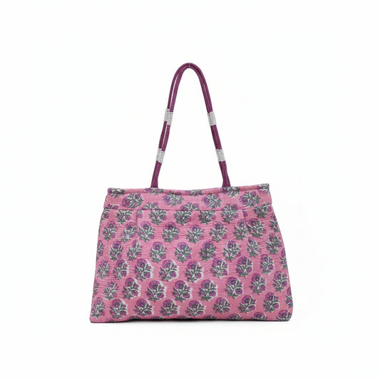 Pink Floral Cotton Shoulder Bag