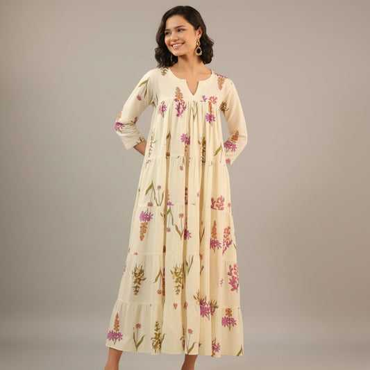 Spring Block Print Cotton Dress