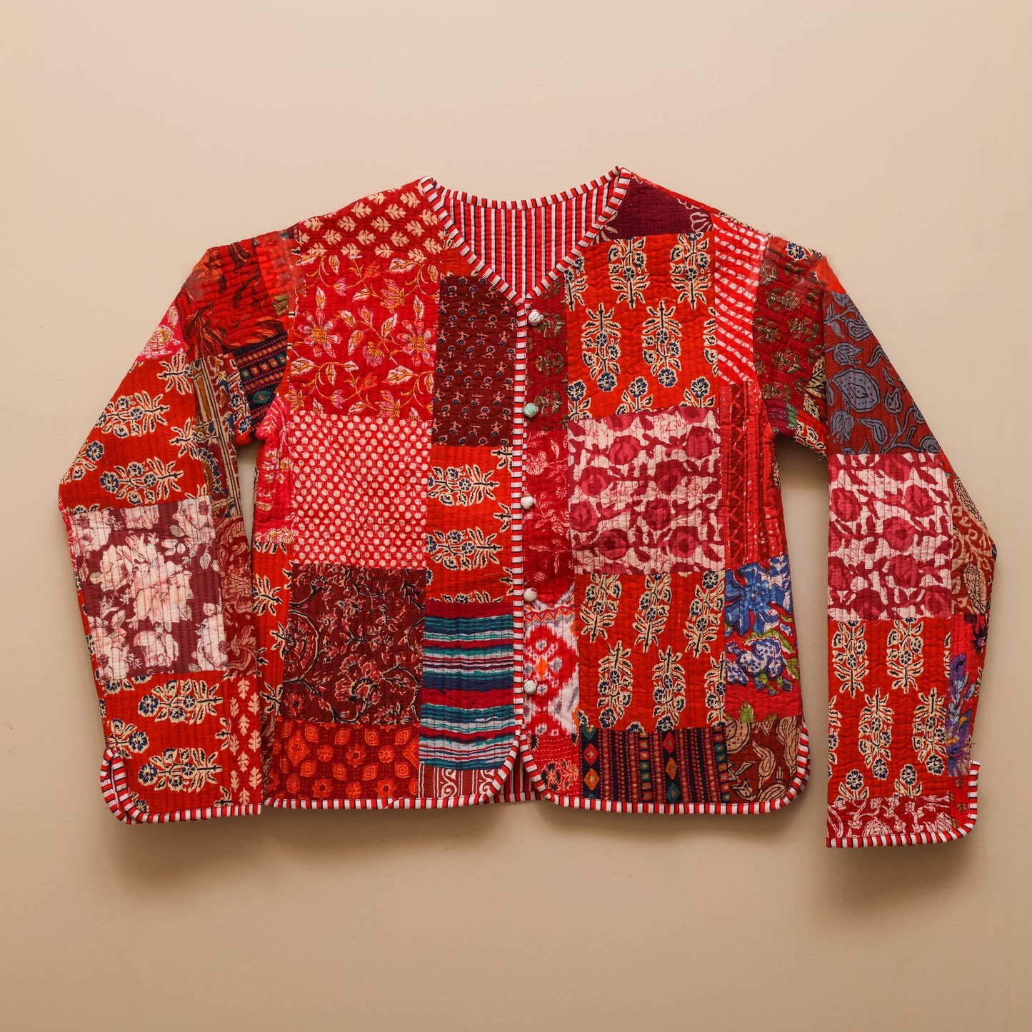 Reversible Quilted Jacket Red -  Front Side