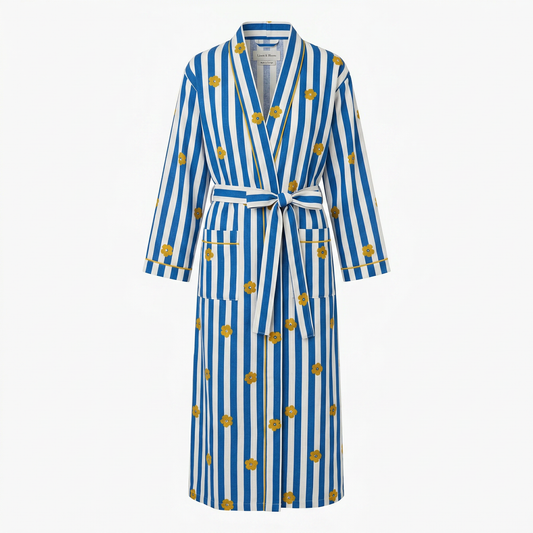 Blue Daisy Floral Cotton Robe