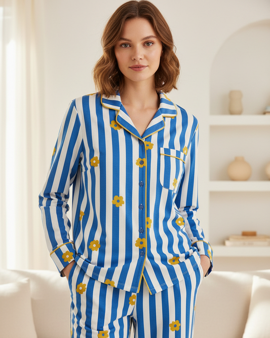 Blue Daisy Floral PJ set