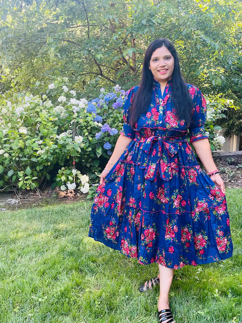 Midnight Bloom Midi Dress