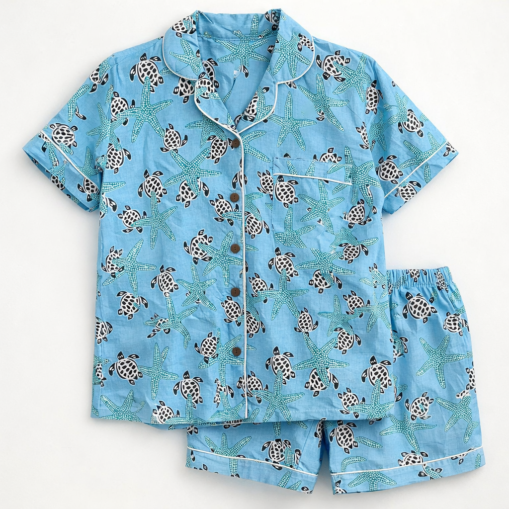 Sky Blue Turtle Short PJ set