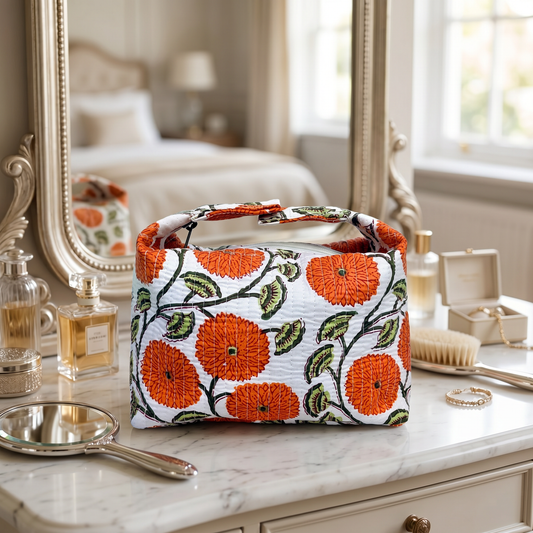 Orange Bloom Makeup Bag