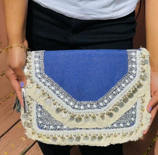 Blue Handmade Bohemian Sling Style Bag