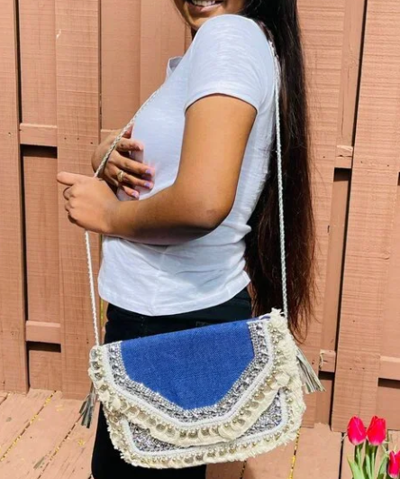 Blue Handmade Bohemian Sling Style Bag
