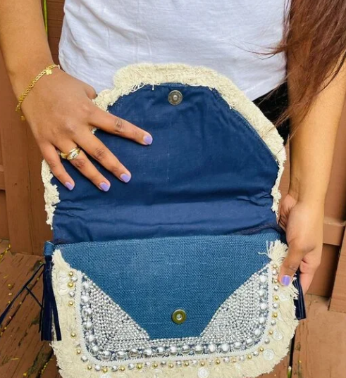 Blue Handmade Bohemian Sling Style Bag