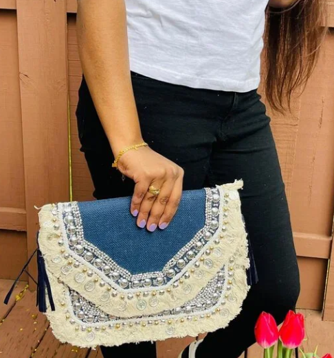 Blue Handmade Bohemian Sling Style Bag