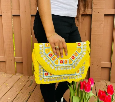 Mustard Yellow Handmade Bohemian Sling Style Bag