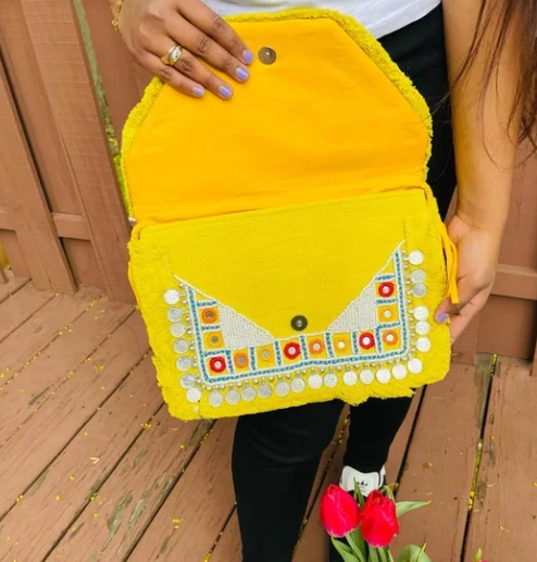 Mustard Yellow Handmade Bohemian Sling Style Bag