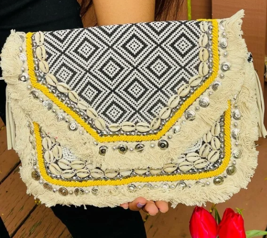 Black Seashell Handmade Bohemian Sling Style Bag