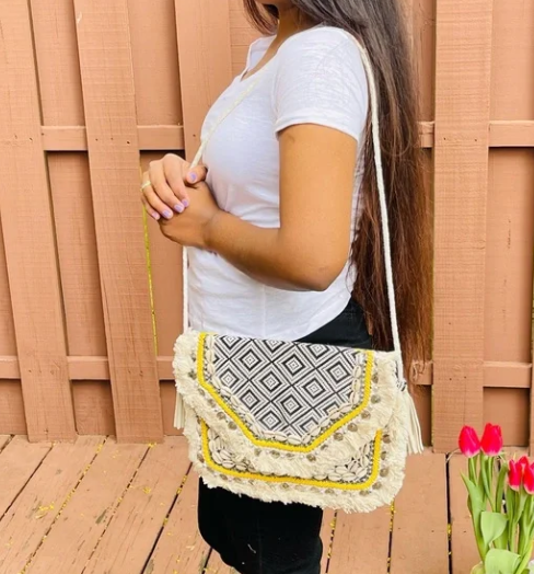 Black Seashell Handmade Bohemian Sling Style Bag