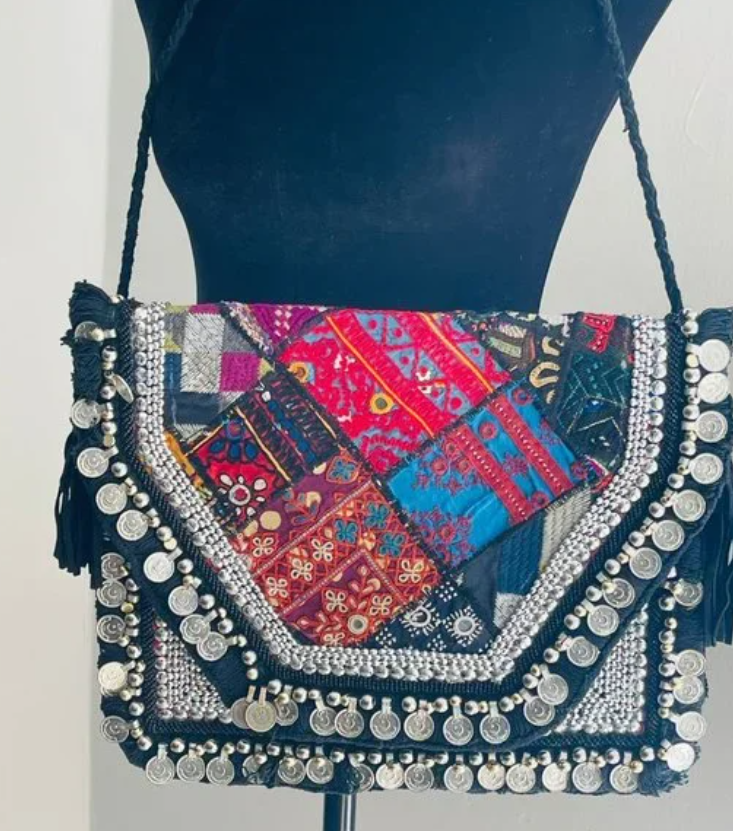 Black Banjara Bag Tote Bag Embroidered Bag Rajasthani Bag Antique Bag