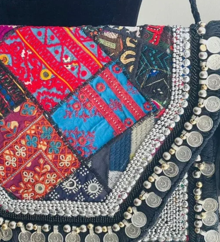 Black Banjara Bag Tote Bag Embroidered Bag Rajasthani Bag Antique Bag