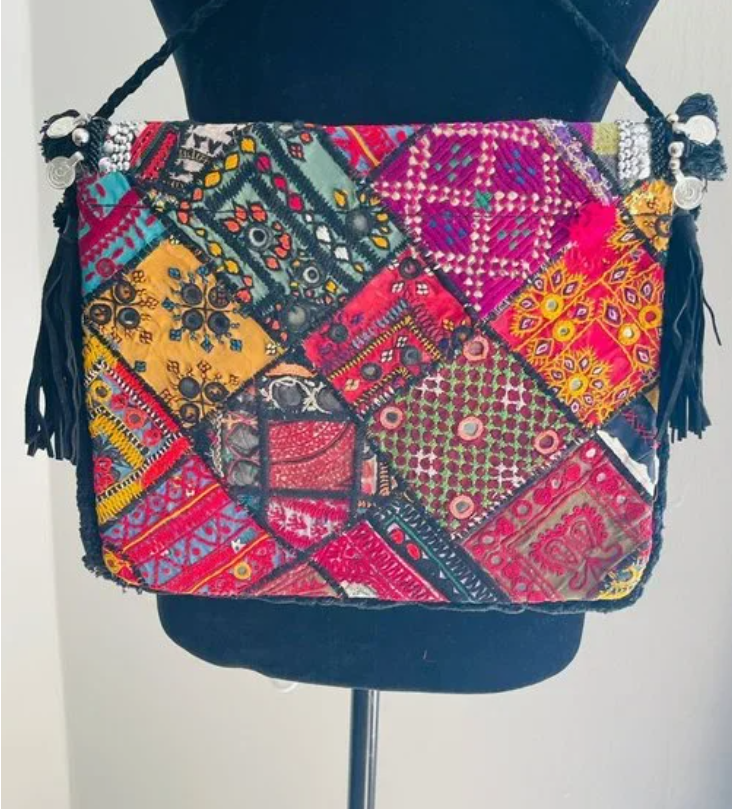 Black Banjara Bag Tote Bag Embroidered Bag Rajasthani Bag Antique Bag
