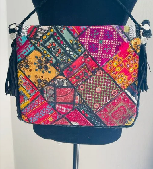 Black Banjara Bag Tote Bag Embroidered Bag Rajasthani Bag Antique Bag