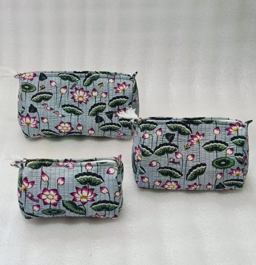Spring Block Prints Toiletry Bag - Set of 3