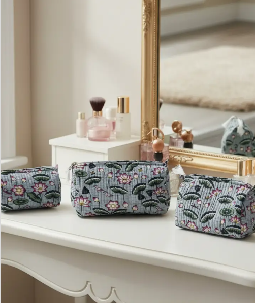 Spring Block Prints Toiletry Bag - Set of 3
