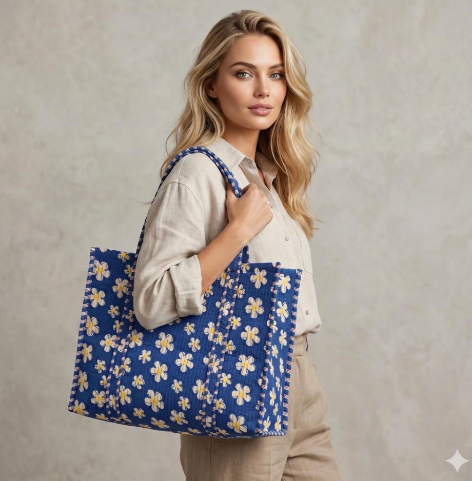 Blue Daisy Tote Bag