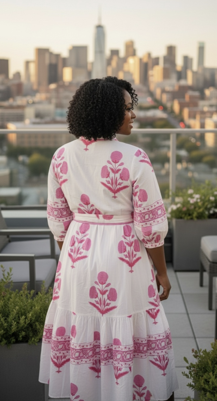 Gulaabi Hawa Block Printed Cotton Dress