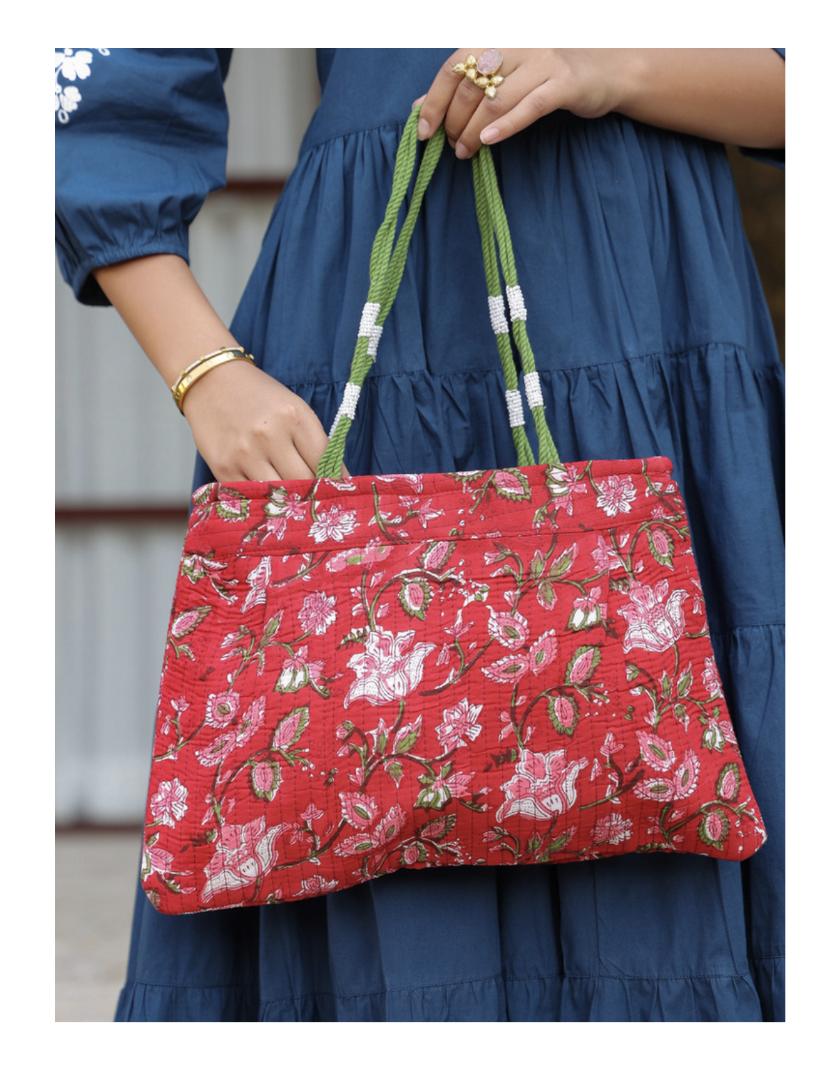 Red Vine Cotton Shoulder Bag