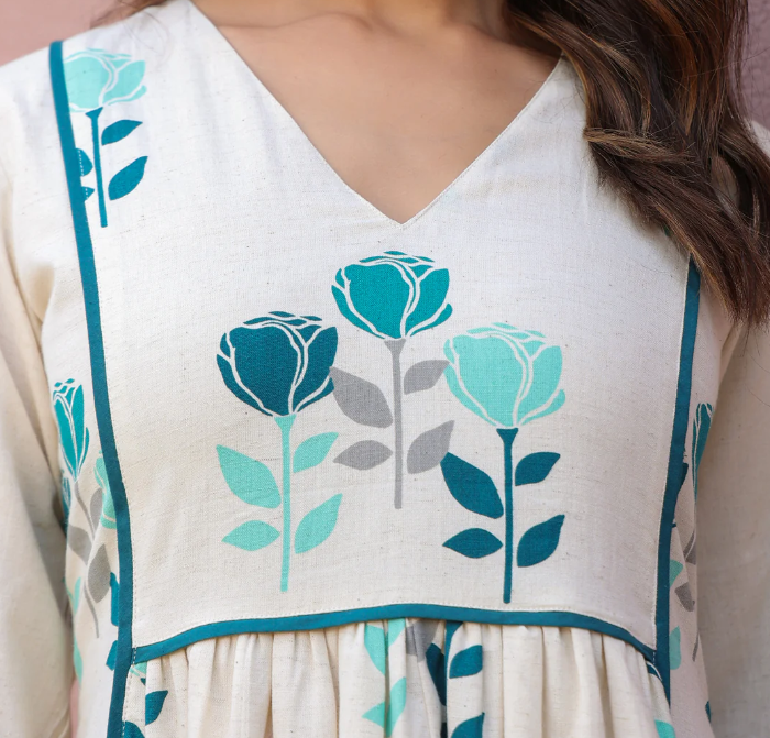 Hand Block Printed Malmal Midi