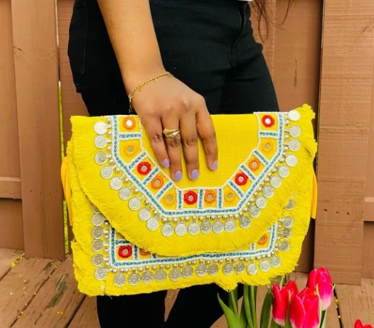 Mustard Yellow Handmade Bohemian Sling Style Bag