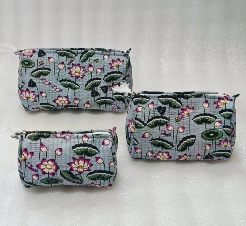 Spring Block Prints Toiletry Bag - Set of 3
