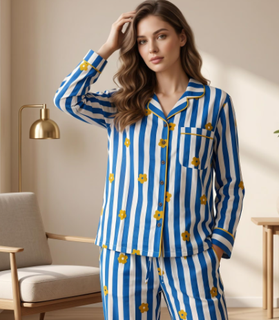 Blue Daisy Floral PJ set
