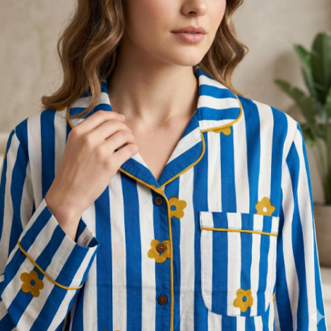 Blue Daisy Floral PJ set