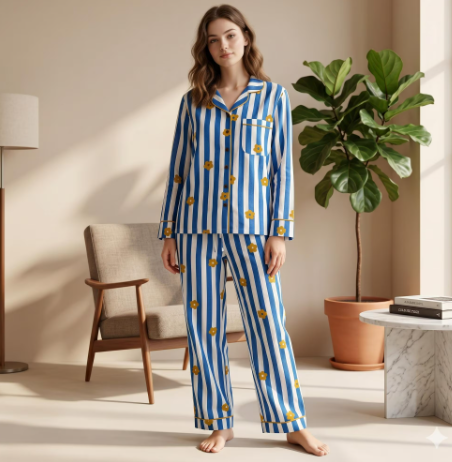 Blue Daisy Floral PJ set