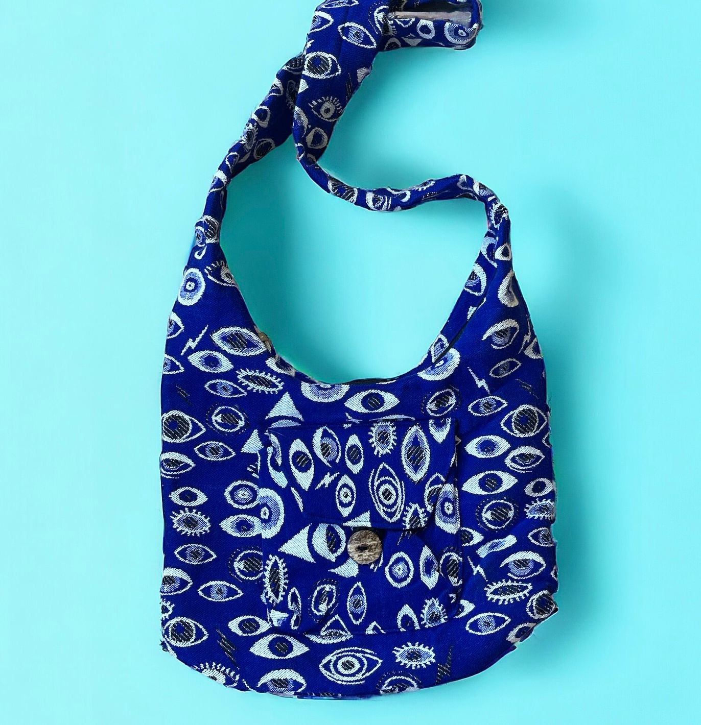 Evil Eye Block Printed Shoulder Bag - Blue