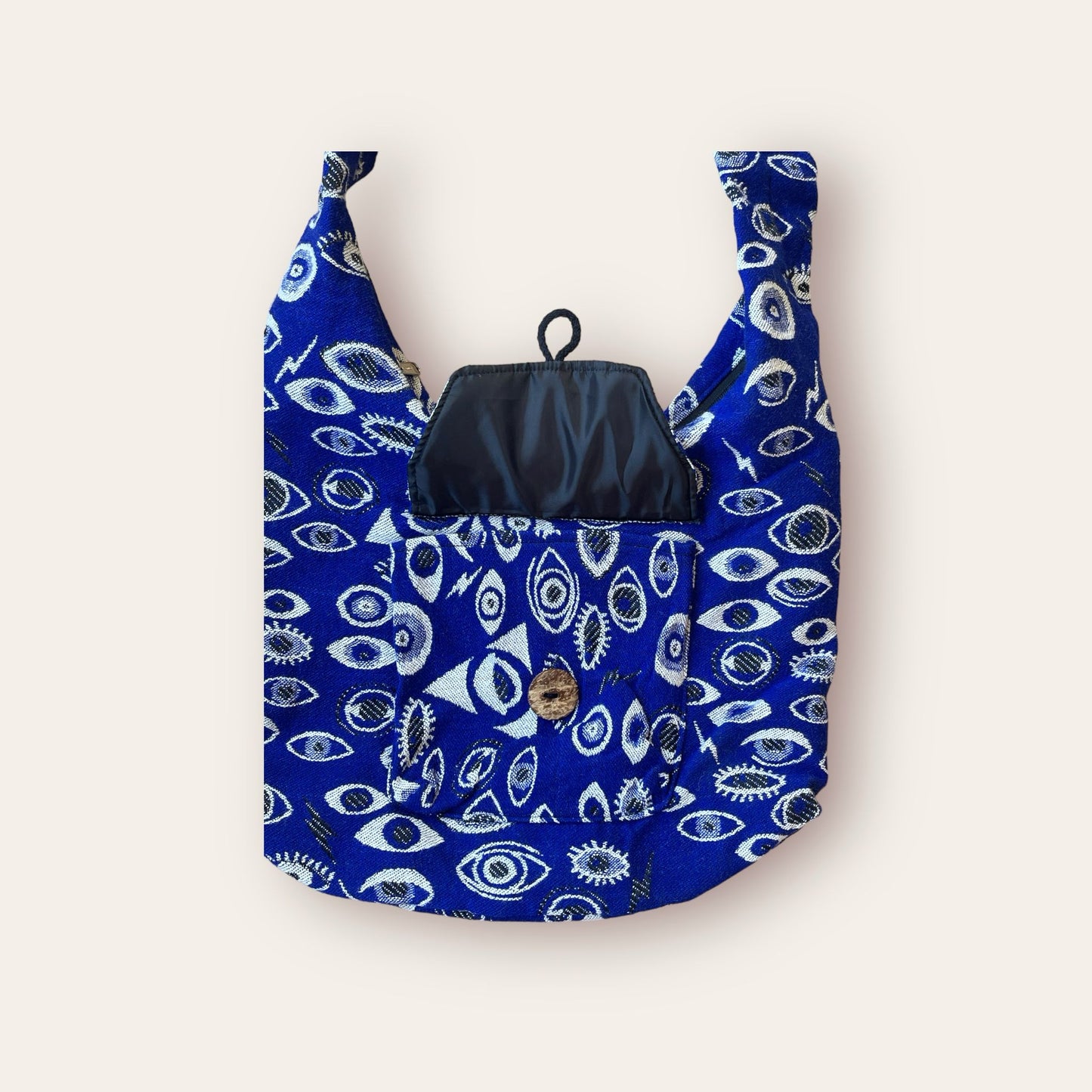 Evil Eye Block Printed Shoulder Bag - Blue