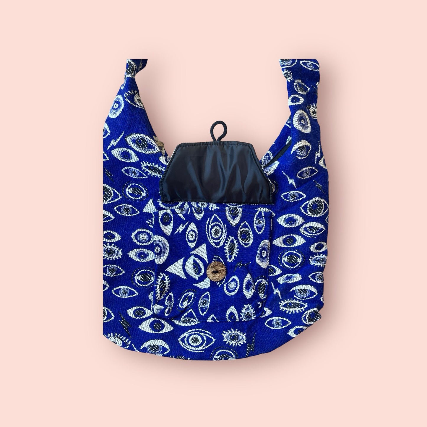 Evil Eye Block Printed Shoulder Bag - Blue