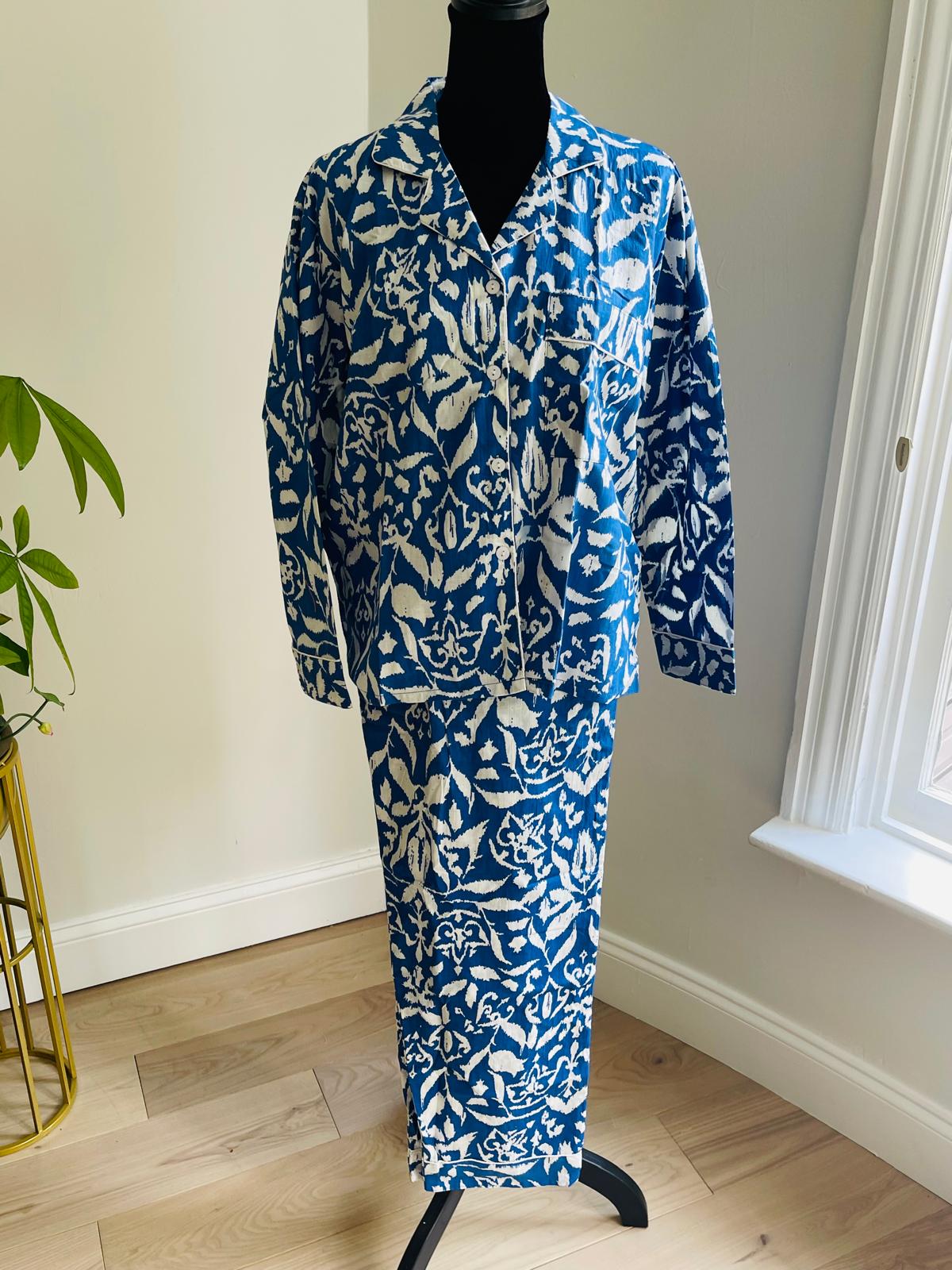Leafy Blue Long PJ Set