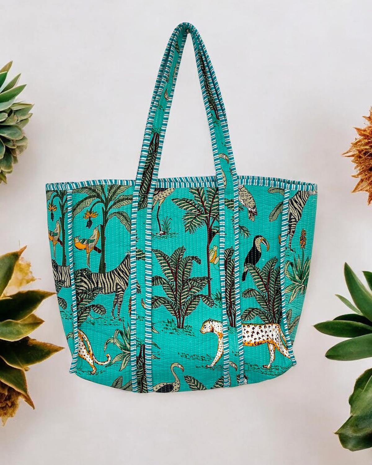 Handmade Block Printed Reversible Tote Bag