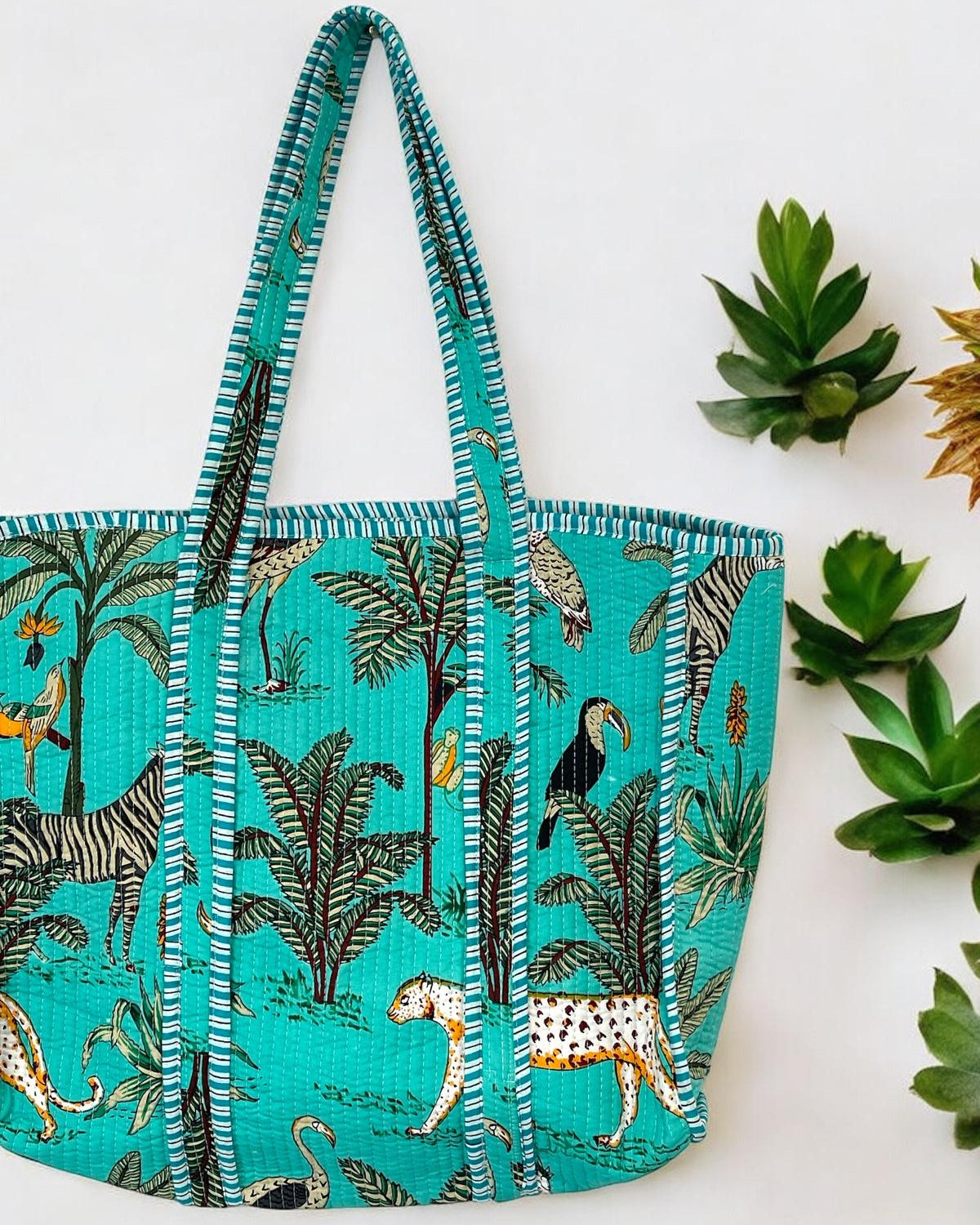 Handmade Block Printed Reversible Tote Bag